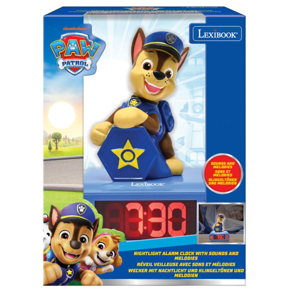 image 1 of Lexibook RL800PA2 3D Paw Patrol Chase Childrens Clock with Night Light