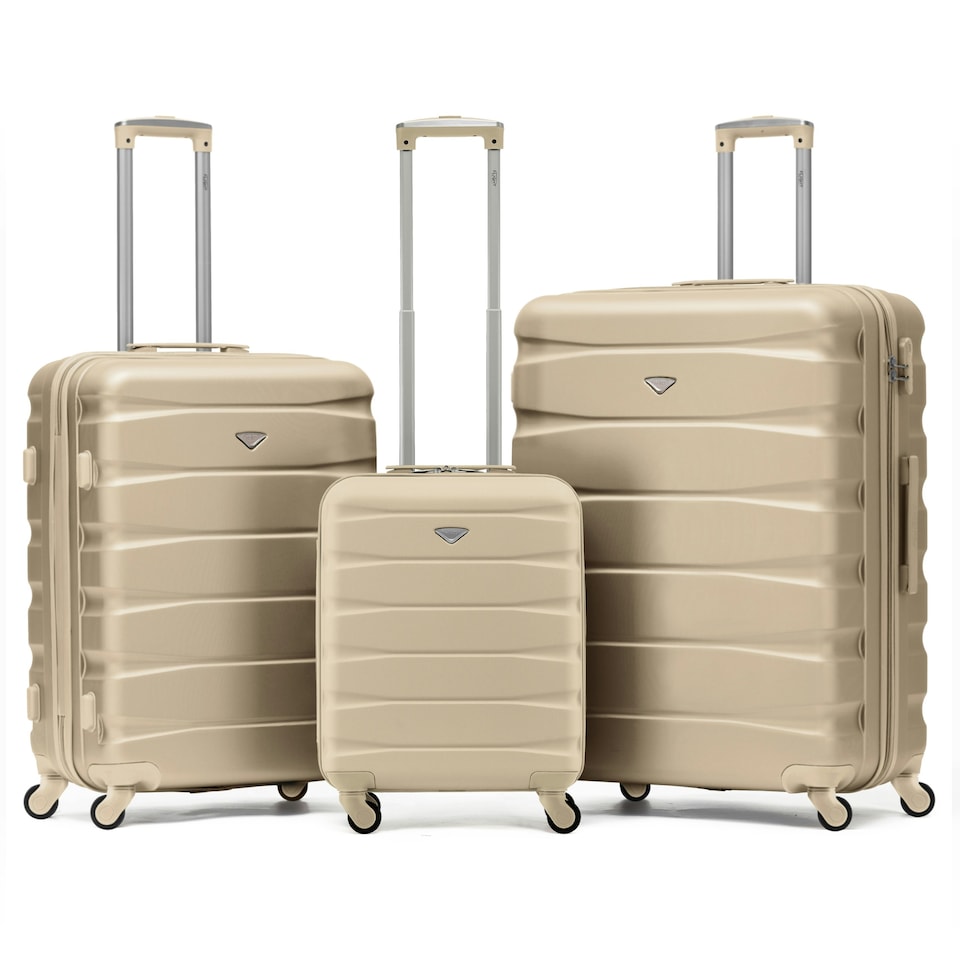 image 1 of Flight Knight Suitcase Set, Large Suitcase, Extra Large Suitcase, Cabin Suitcase 55x40x20cm - 60+ Airlines Approved - EasyJet, Jet2, Ryanair Priority Carry On Cream | Champagne | Large