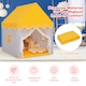 image 4 of COSTWAY Kids Play Tent Indoor Playhouse with Padded Mat-Yellow