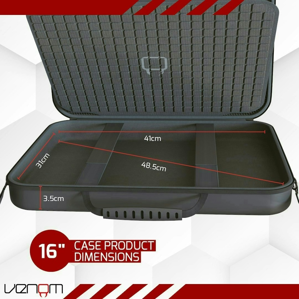 image 1 of Venom 16-inch Laptop Case - Hard EVA Shell with Soft Padded Interior Compartments