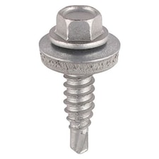 Timco - Metal Construction Stitching Screws - For Sheet to Sheet - Hex - EPDM Washer - Self-Drilling - Exterior - Silver Organic (Size 6.3 x 22 - 100 Pieces)