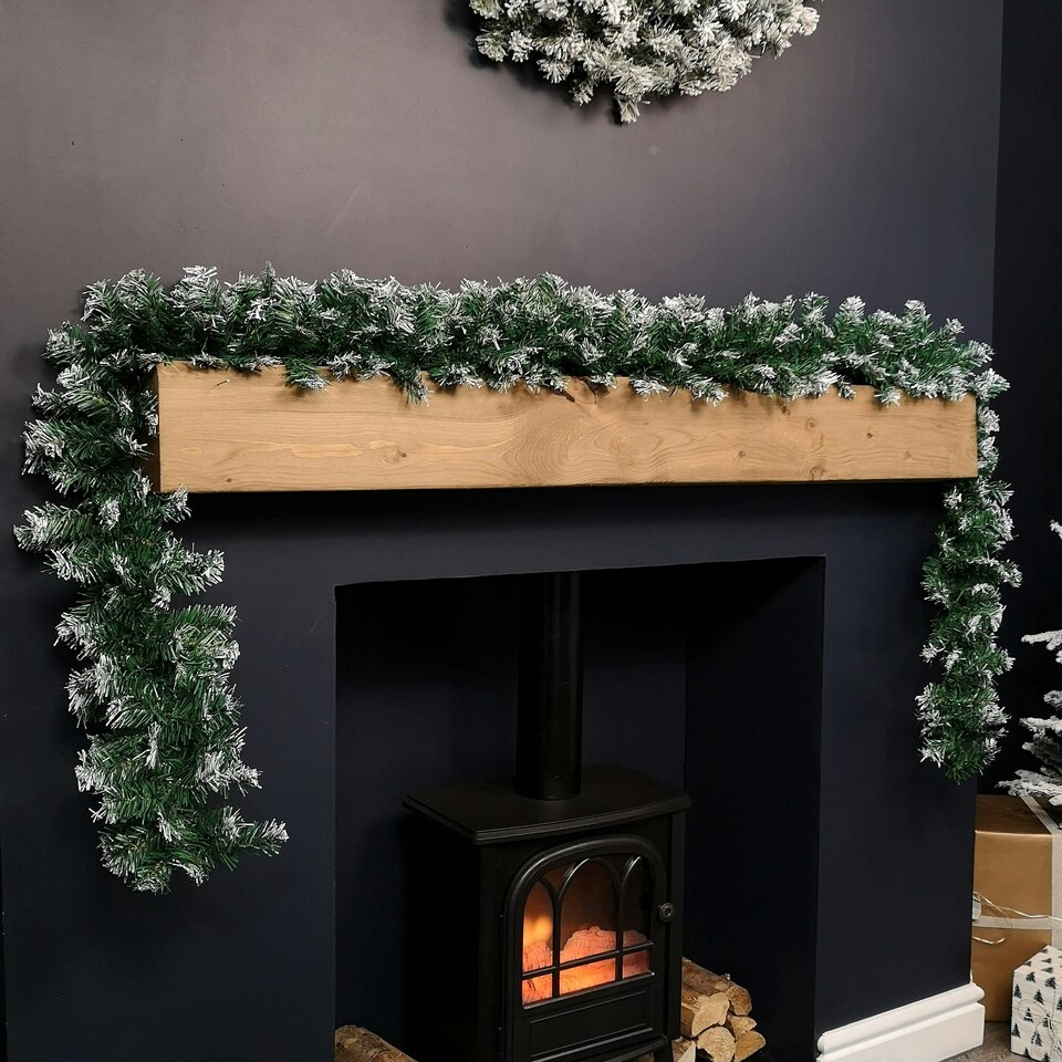 image 1 of 2.7m Snow Tipped Green Christmas Garland with 260 Tips