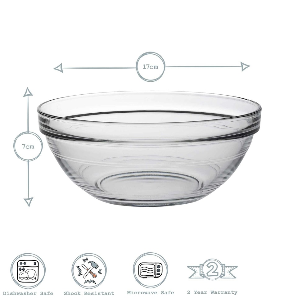 image 1 of Duralex Lys Stacking Glass Cooking / Ingredients / Food Bowl - 17cm Clear
