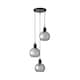 image 1 of ValueLights Bellamy Smoked Glass 3 Drop Cluster Black Pendant Light & Bulbs | Black