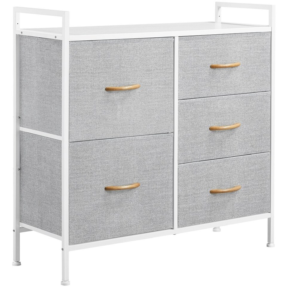 image 1 of Yaheetech 5-Drawer Storage Tower with Metal Frame Light Grey Grey | Light Grey