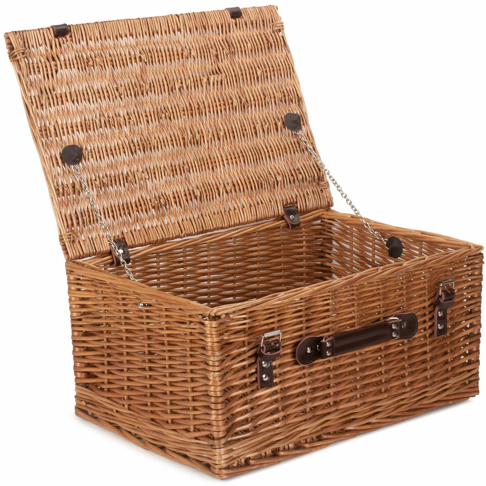 image 1 of Wicker Double Steamed 51cm Picnic Basket Brown | Brown | One Size