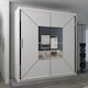 image 2 of Modern Geometric Mirror Sliding Door Wardrobe 203cm | White/Black/Grey 2-Door Bedroom Cabinet White | White203cm