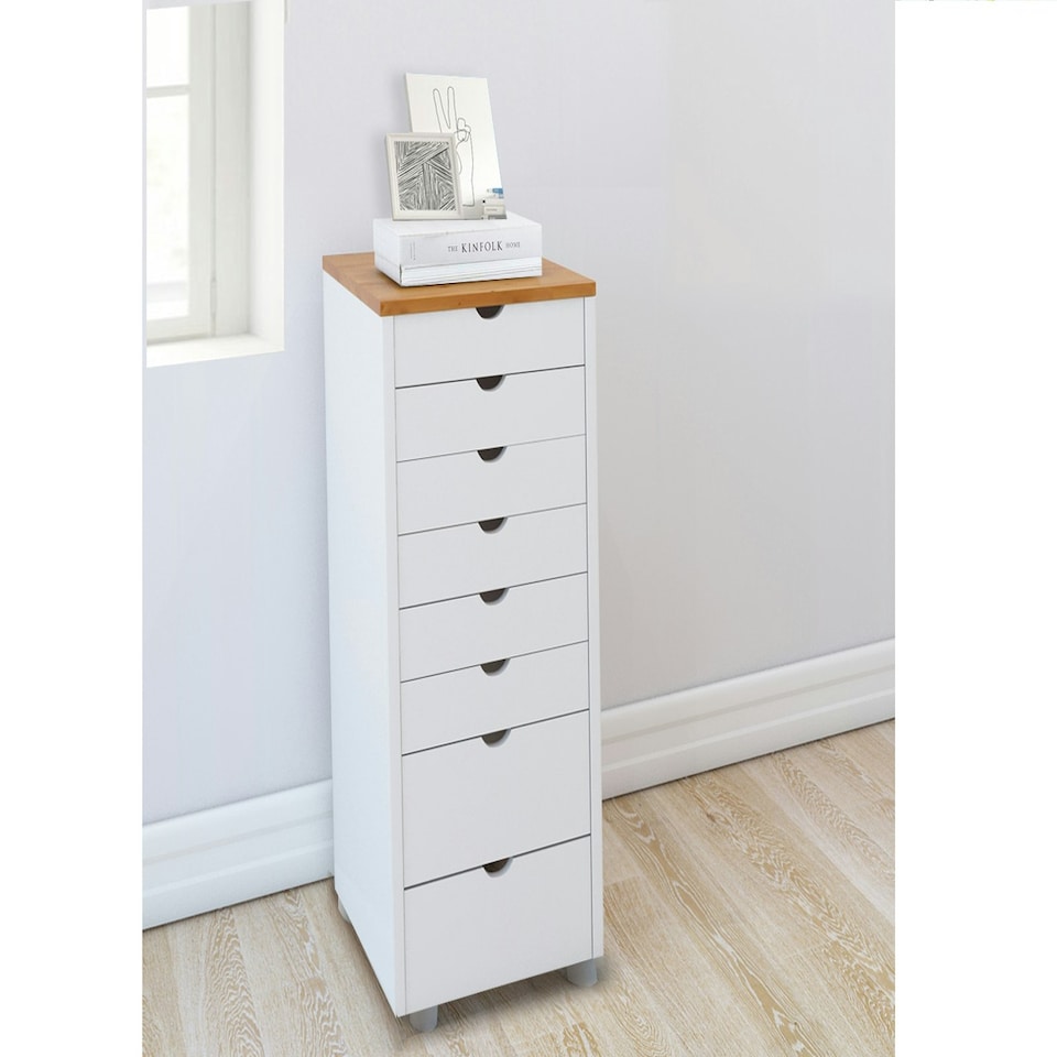 image 1 of Gava Chest 8Drawers  WhiteSt 34x39x102cm
