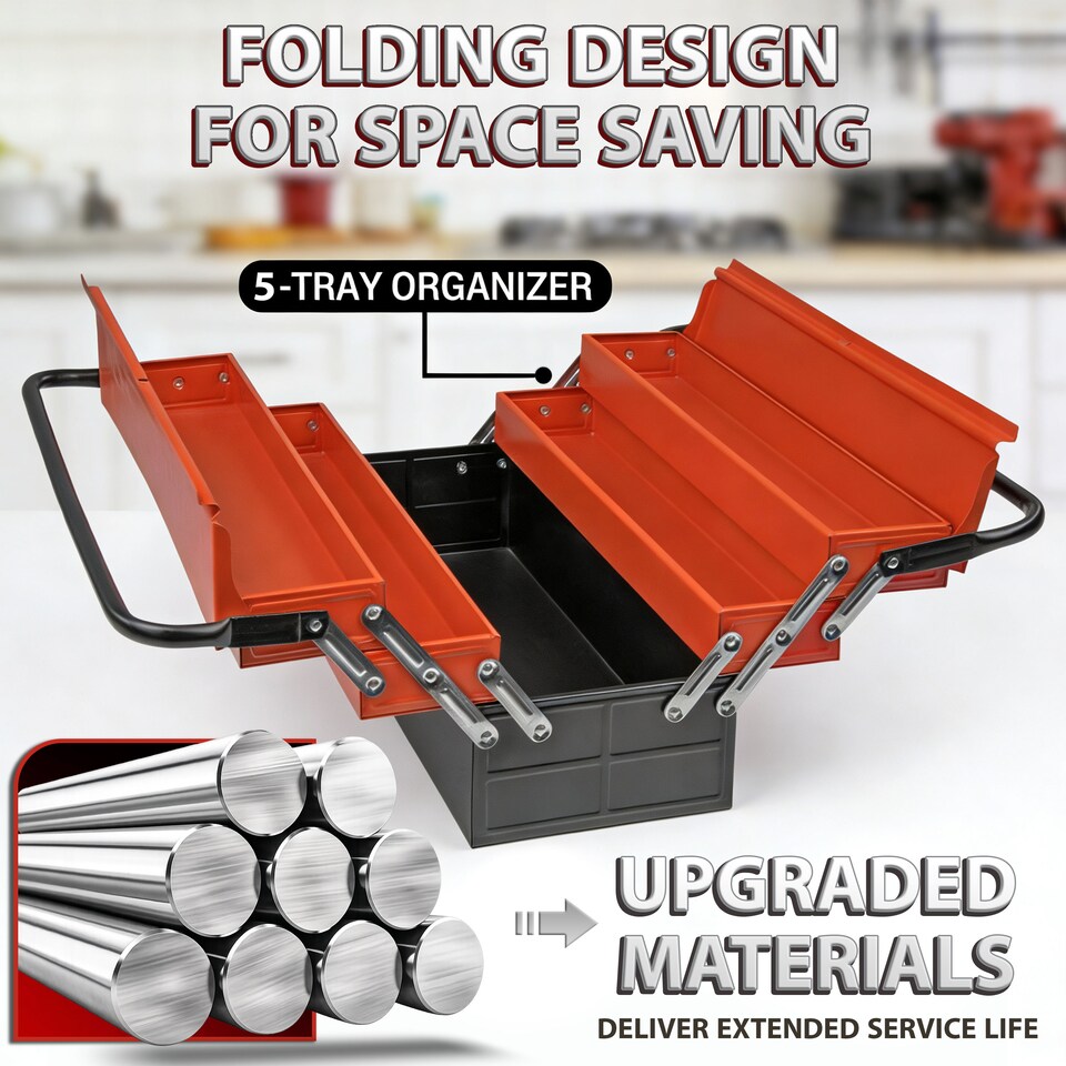 image 1 of Heavy Duty 560mm Cantilever Toolbox 5 Tray Metal Tool Box Red