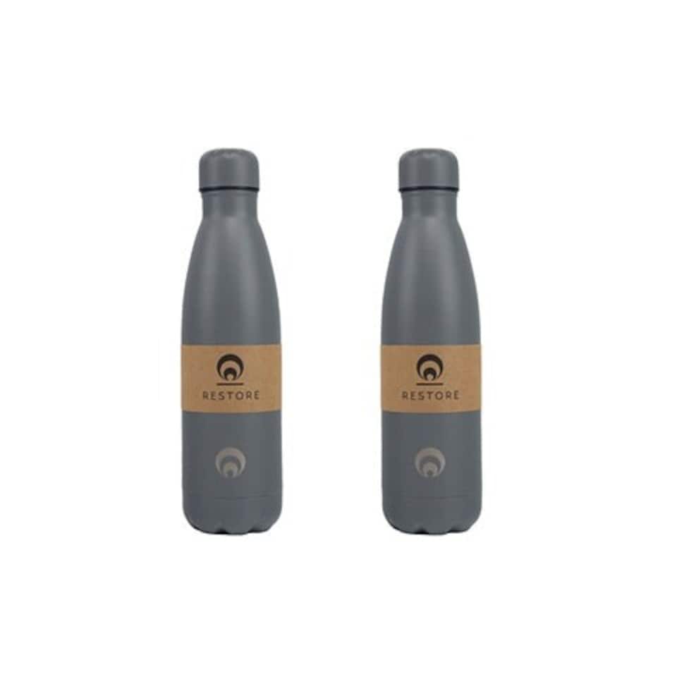 image 1 of Restore Roam Stainless Steel Insulated Thermal Bottle 500ml Grey 2 Pack