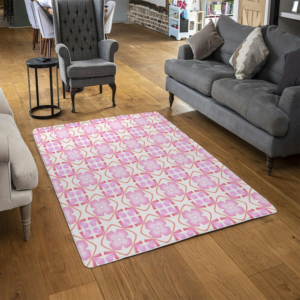 image 1 of Pink sublime boho chic summer design (Rug) Pink | XL: 160x230cm