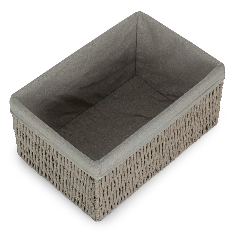 image 1 of Extra Large Grey Paper Rope Storage Basket with Grey Cotton Lining | Grey | Grey | XL