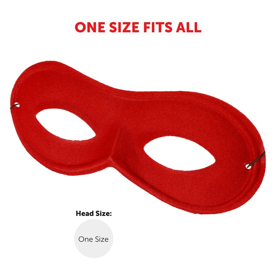 image 1 of Red Eye Mask on Elastic – Fancy Dress Accessory for Superheroes, Masquerade & Costume Parties Red | One Size