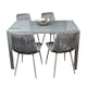 image 1 of Dining Table and 4 Grey Velvet  Chairs Grey  Glass Table 4 Velvet Chairs  Dining Room Furniture | Grey | 5