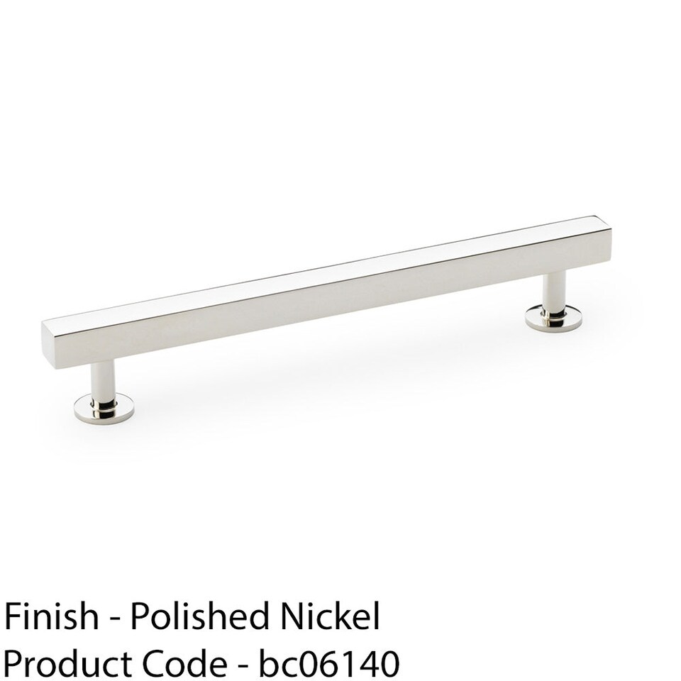 image 1 of Straight Square Bar Pull Handle Polished Nickel 160mm Centres SOLID BRASS Drawer