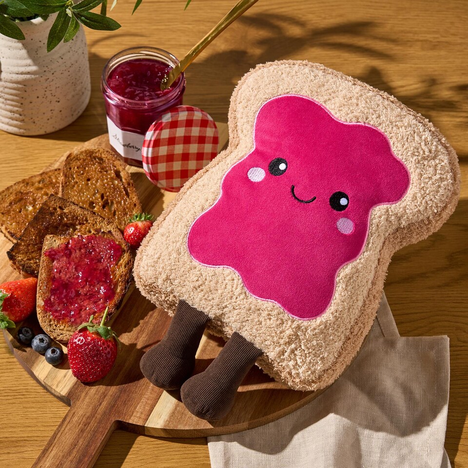 image 1 of OHS Sweetie Pie Filled Novelty Scatter Cushion Soft Fleece Toy Pillow | Pink | Rosie the Jam Toast