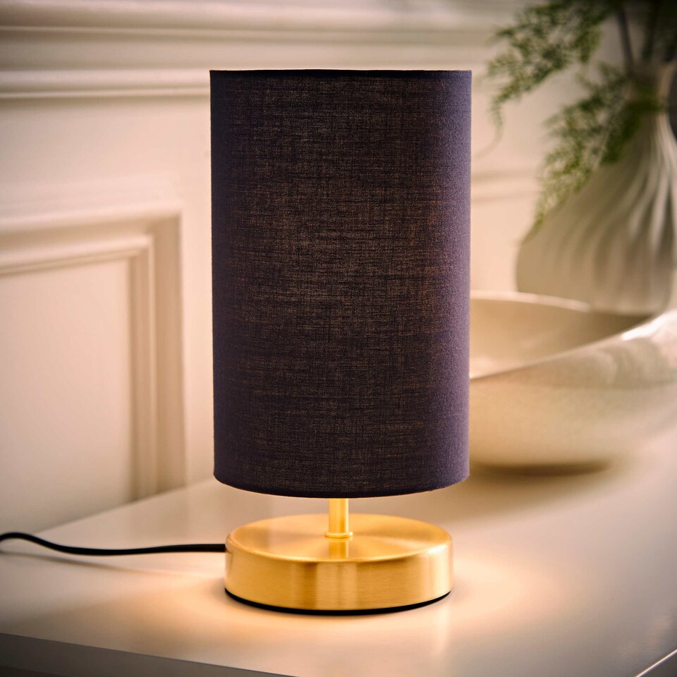 image 1 of ValueLights Francis Gold Touch Table Lamps Navy Shade | Gold