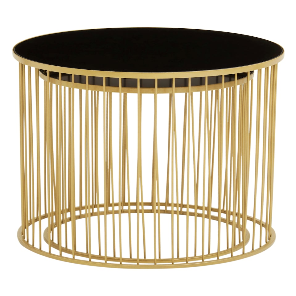 image 1 of Avento Set Of Two Black And Gold Side Tables Gold