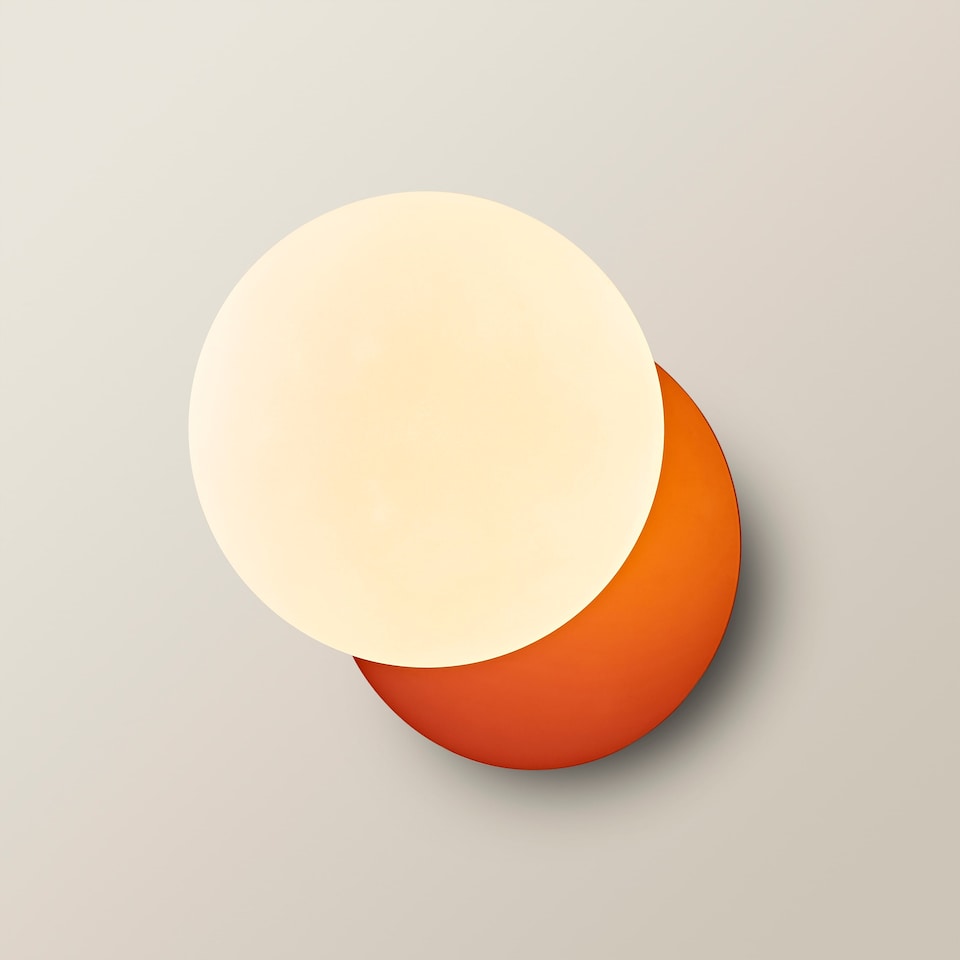 image 1 of ValueLights Darla Rust Frosted Globe Bathroom Wall Light & Bulb | Orange