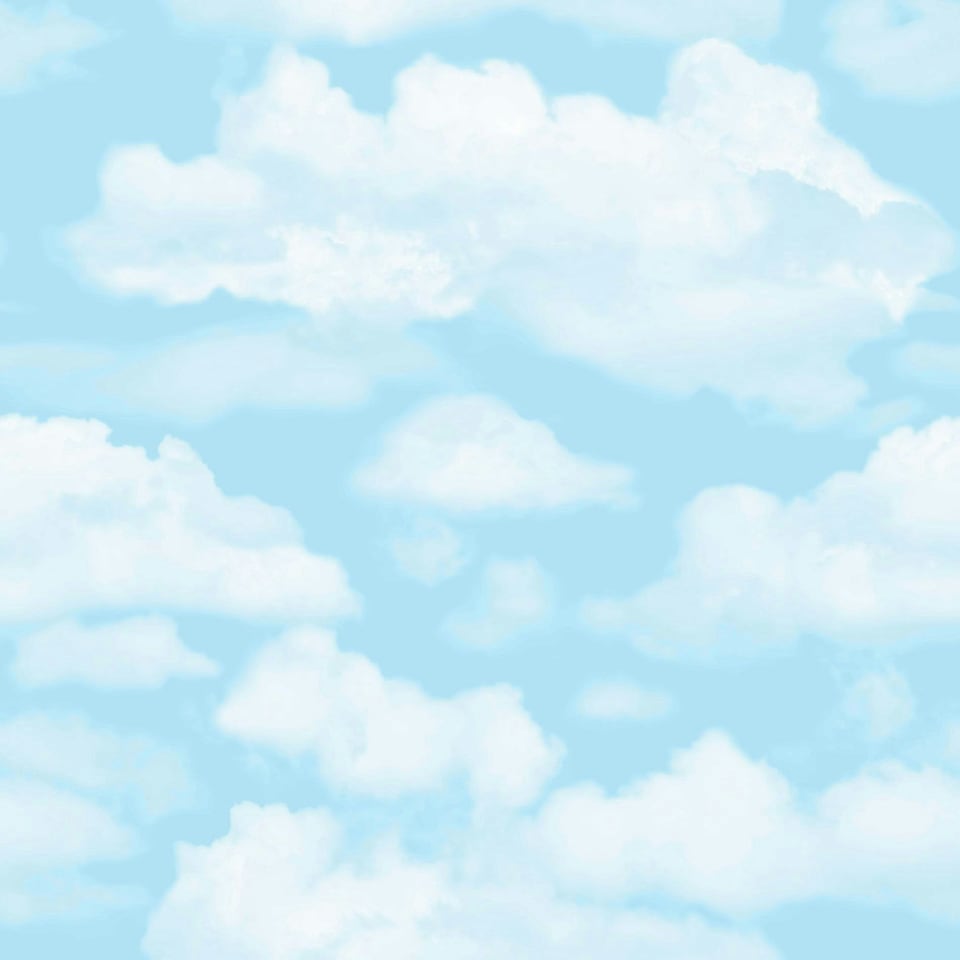 image 1 of Transform Peel & Stick Cloud Sky Blue & White Self-Adhesive Wallpaper Blue | White