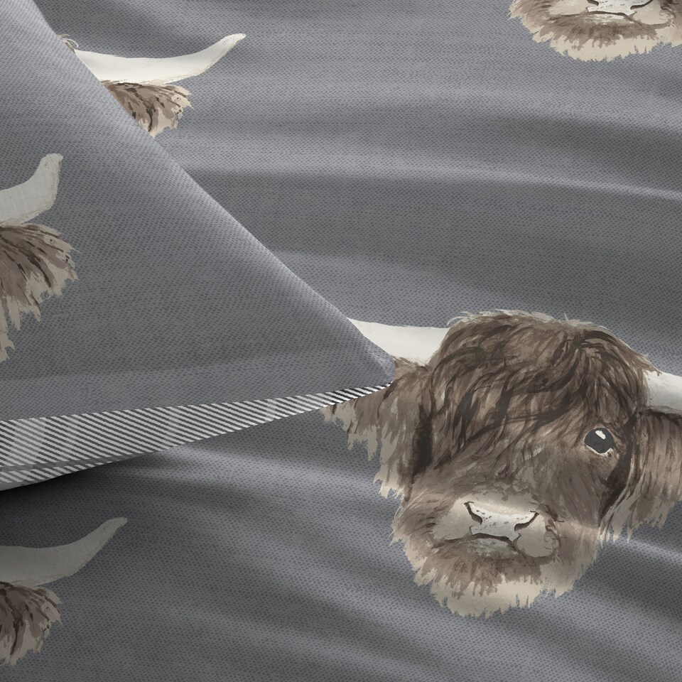 image 1 of Fusion Highland Cow Duvet Cover Set Grey