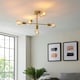 image 3 of Studio Multi Arm Lamp Semi Flush Ceiling Lamp, Satin Brass Plate