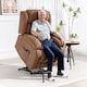image 2 of HOMCOM Power Lift Recliner Chair with Massage, Linen Overstuffed Lift Chair for Elderly, Electric Recliner Armchair with Footrest, Remote Control and Side Pocket, for Living Room, Brown | Brown | Brown