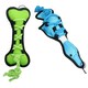 image 1 of Blue Cross Tug Rope Duck & Green Cross Tug Bone Dog Play Toy With Squeak