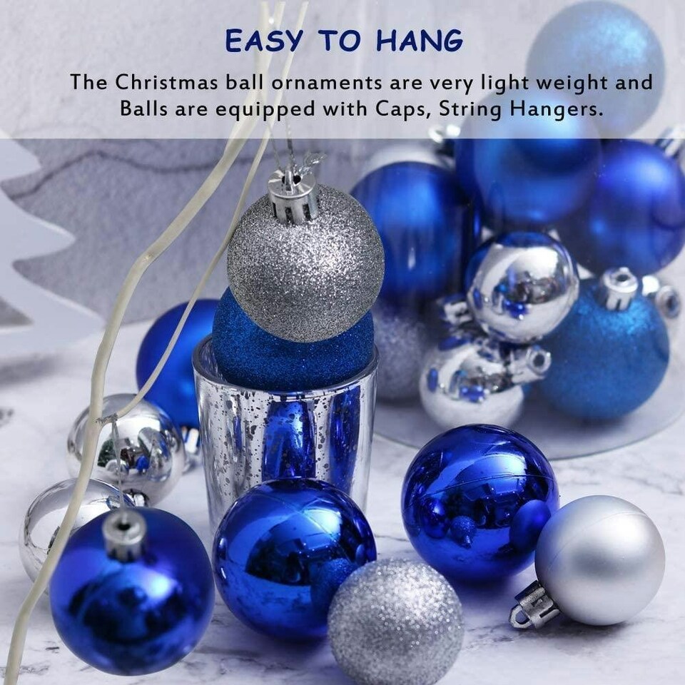 image 1 of 30mm/24Pcs Christmas Baubles Shatterproof Blue,Tree Decorations