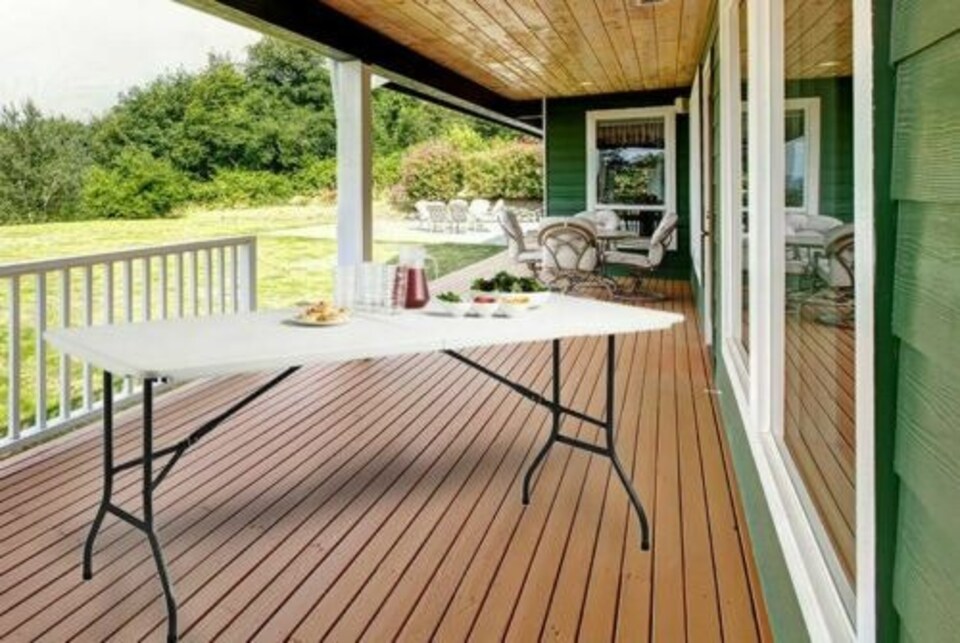 image 1 of Foldable 6ft Heavy Duty Folding Catering Camping Trestle Picnic Bbq Party Table | White | (L)183cm x (W)76cm x (H)72cm