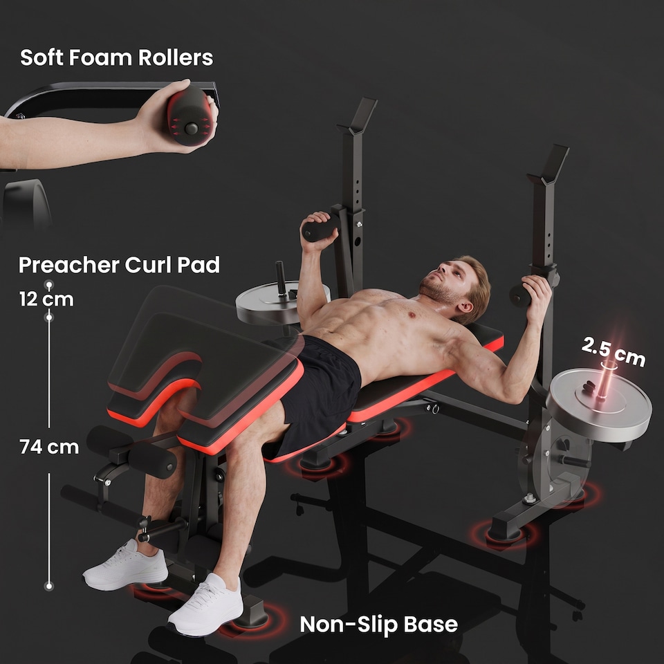 image 1 of HOMCOM Multi-Function Adjustable Weight Training Bench Gym Fitness Lifting