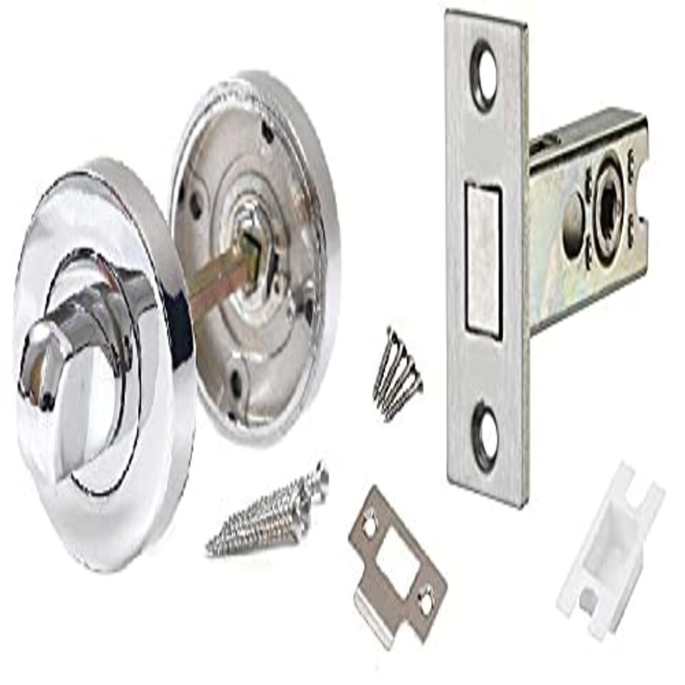 Golden Grace Toilet Door Thumb Twist in Polished Chrome Finish with Dead Bolt Set