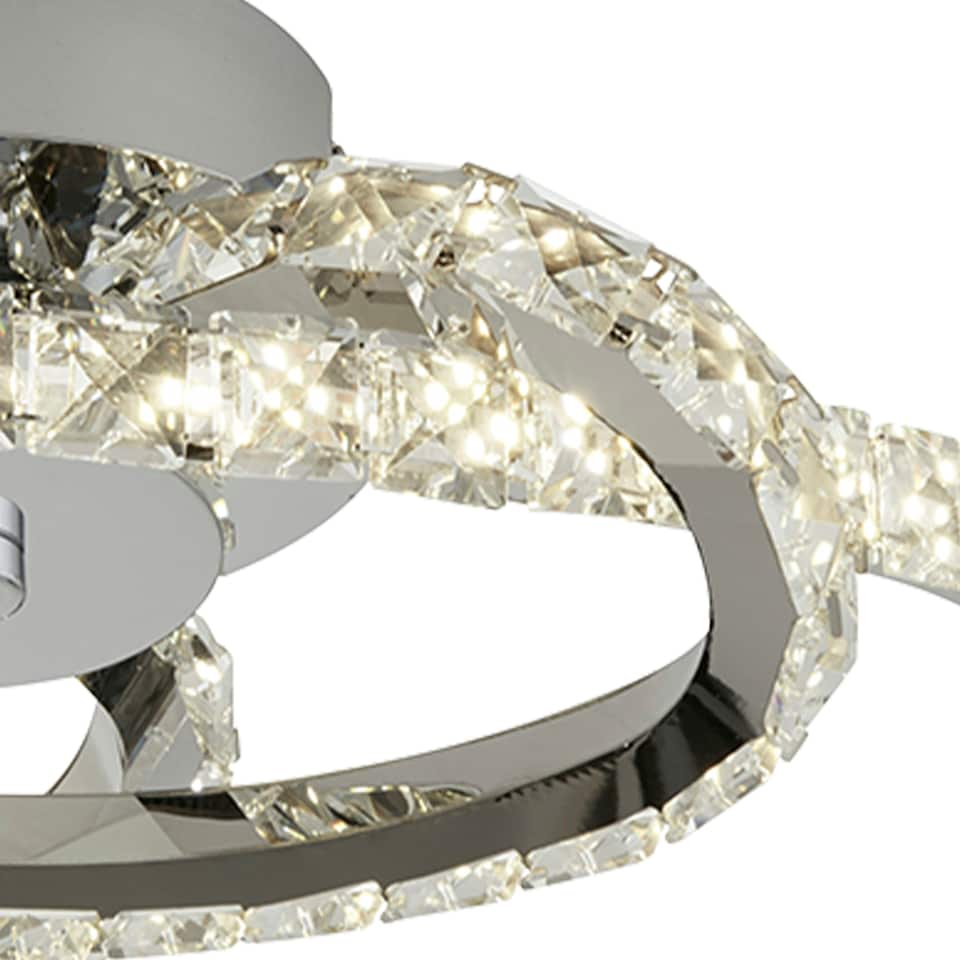 image 1 of 3 Arm LED Semi Flush, Crystal Inserts