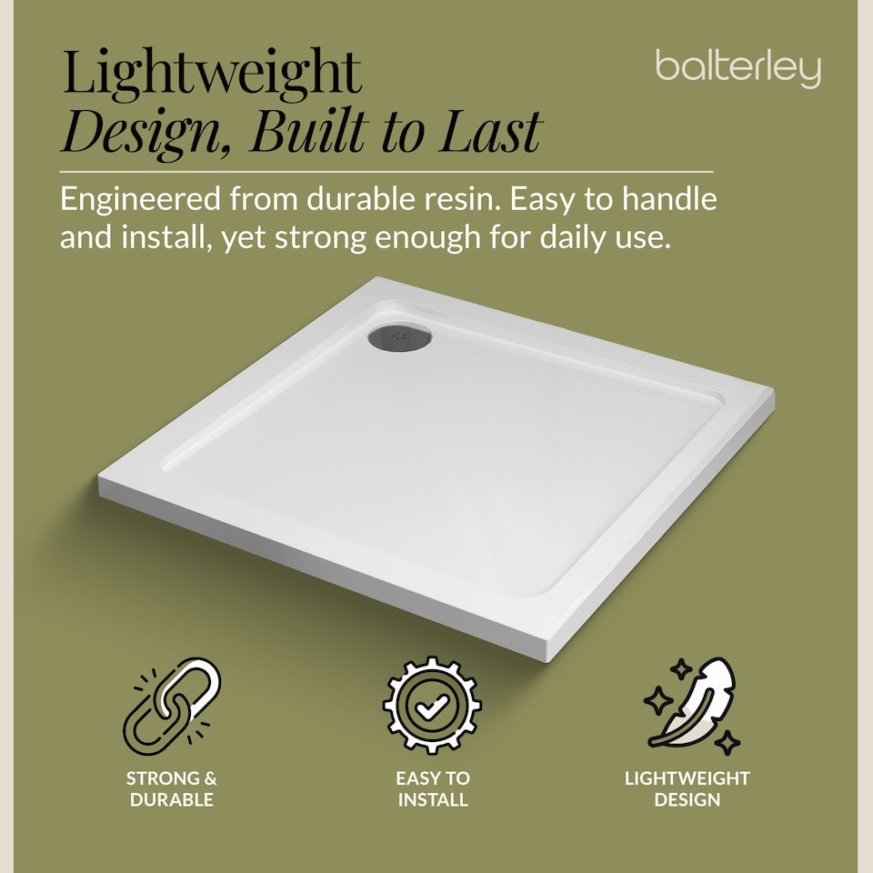 image 1 of 800mm Premium Square Shower Tray - White | White | White | 1