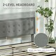 image 7 of HOMCOM Double Bed Frame with Storage and Adjustable Velvet Headboard, Grey