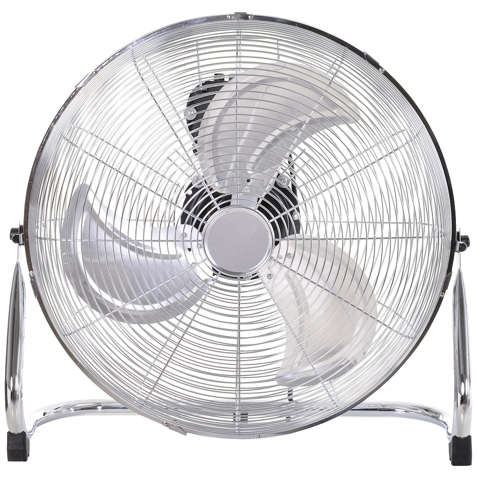 image 1 of HOMCOM 20 Chrome Metal Floor Fan with Tilting, High Velocity, 3 Speed, Portable Gym Fan for Home Office, Silver