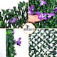 image 10 of Expanding Trellis With Artificial Leaves and Flowers - Ficus Leaf Garden Hedge Balcony Privacy Screening Panel | Green | Green & Purple | M | 1