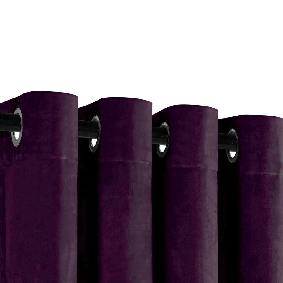 image 1 of Plum Purple Velvet Blackout Eyelet Curtains - 46x54 Inch Drop - Pair Purple