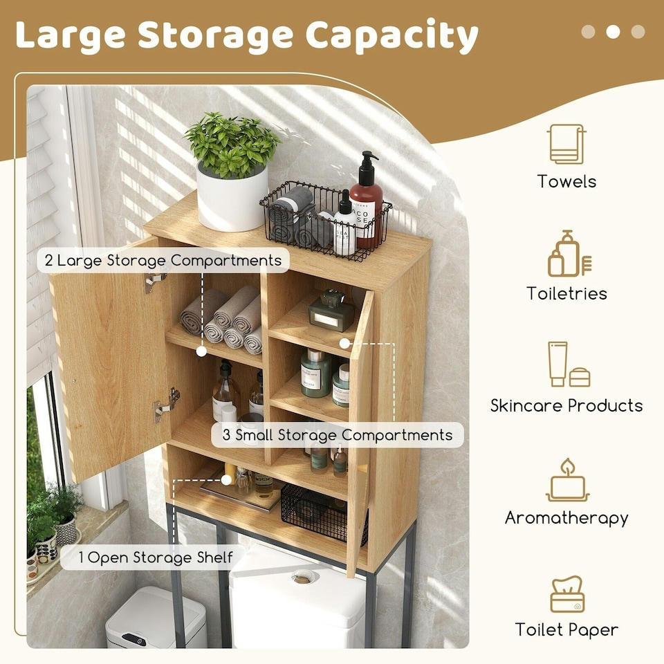 image 1 of COSTWAY Freestanding Toilet Storage Cabinet Bathroom Rack