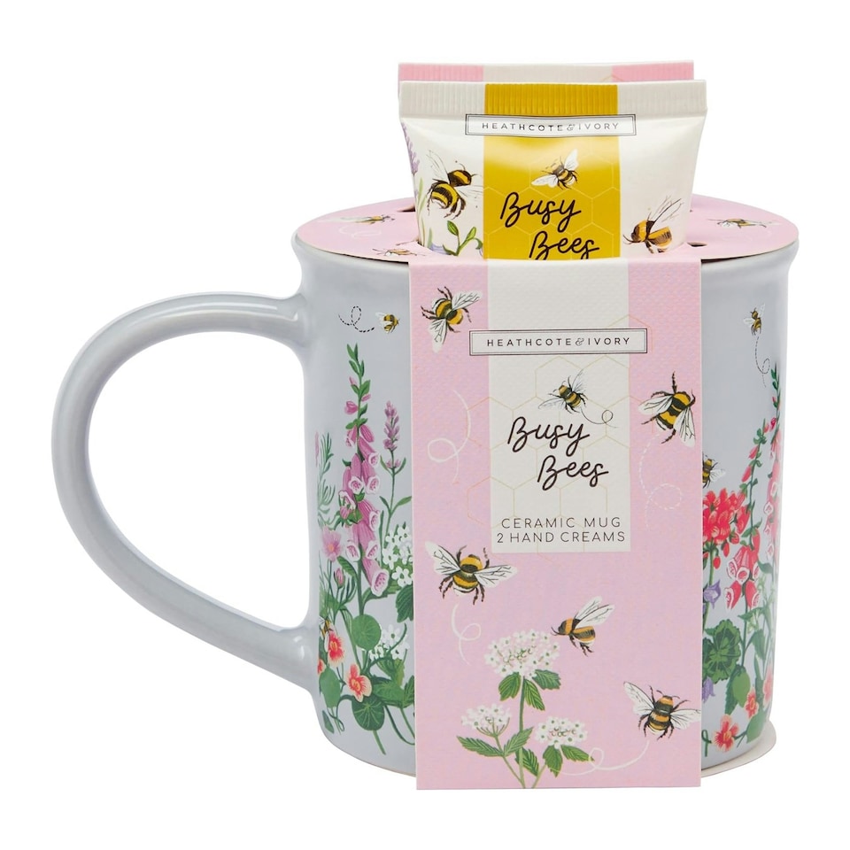 image 1 of Heathcote & Ivory Busy Bees Mug & 2 Hand Creams Gift Set