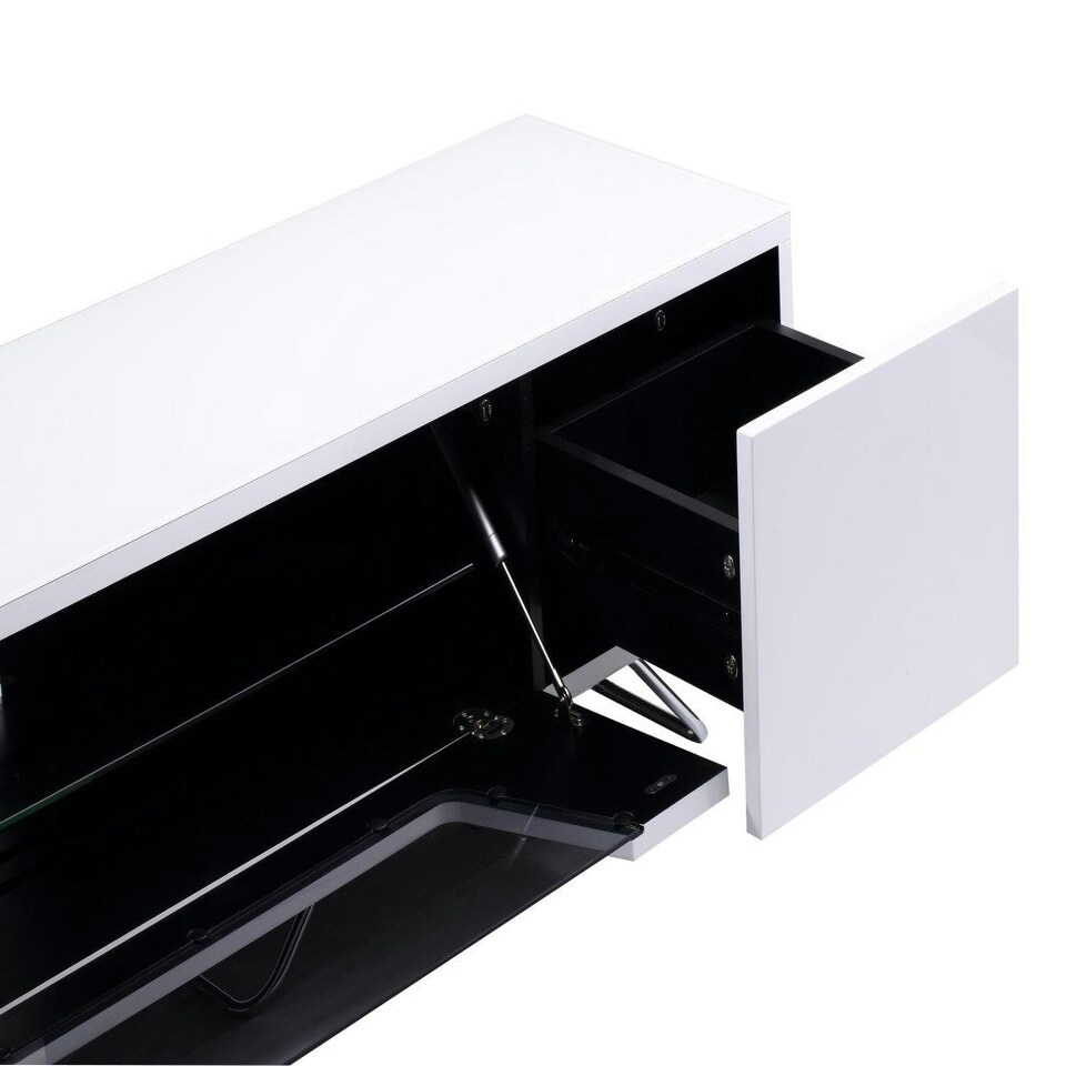 image 1 of Chromium TV-Stand with 1 Flap & 2 Drawers White White | White