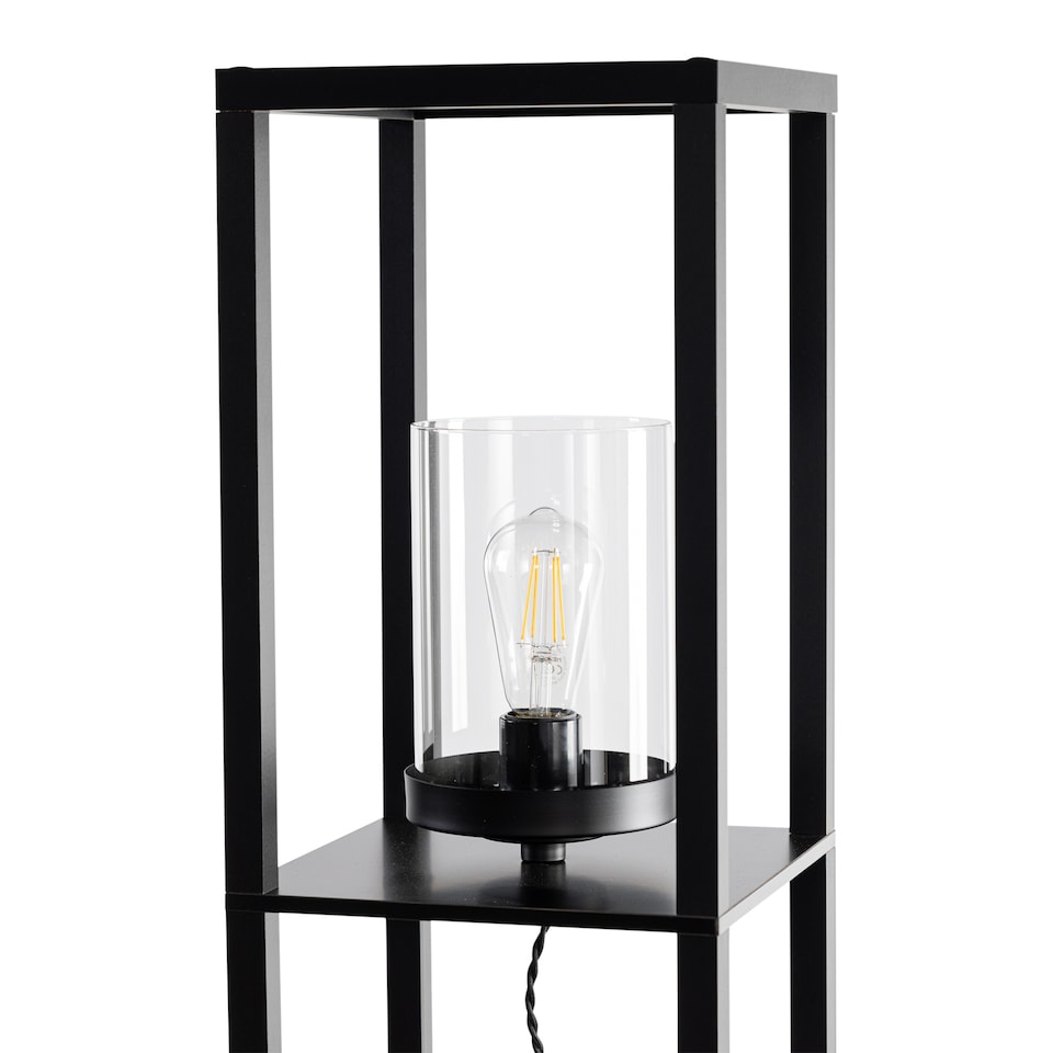 image 1 of Giles - Shelved Unit Floor Lamp with Glass Shade