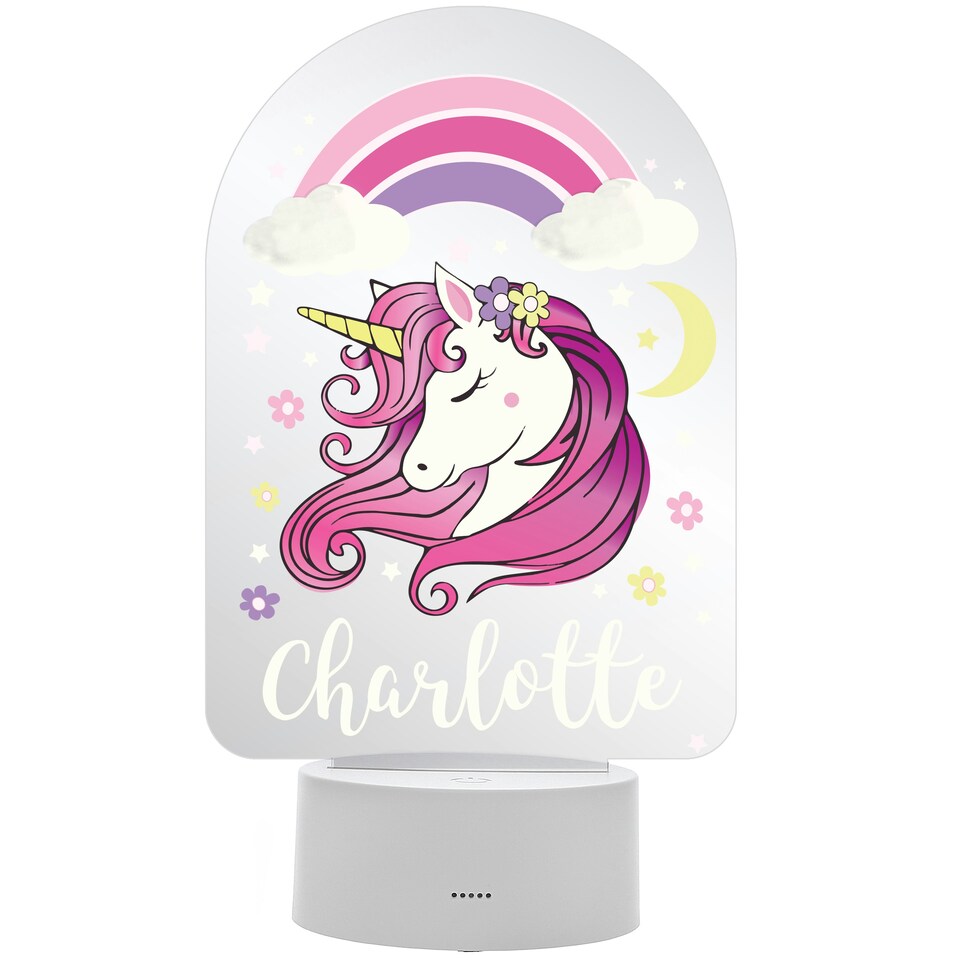 image 1 of Personalised Pink Unicorn LED Colour Changing Night Light