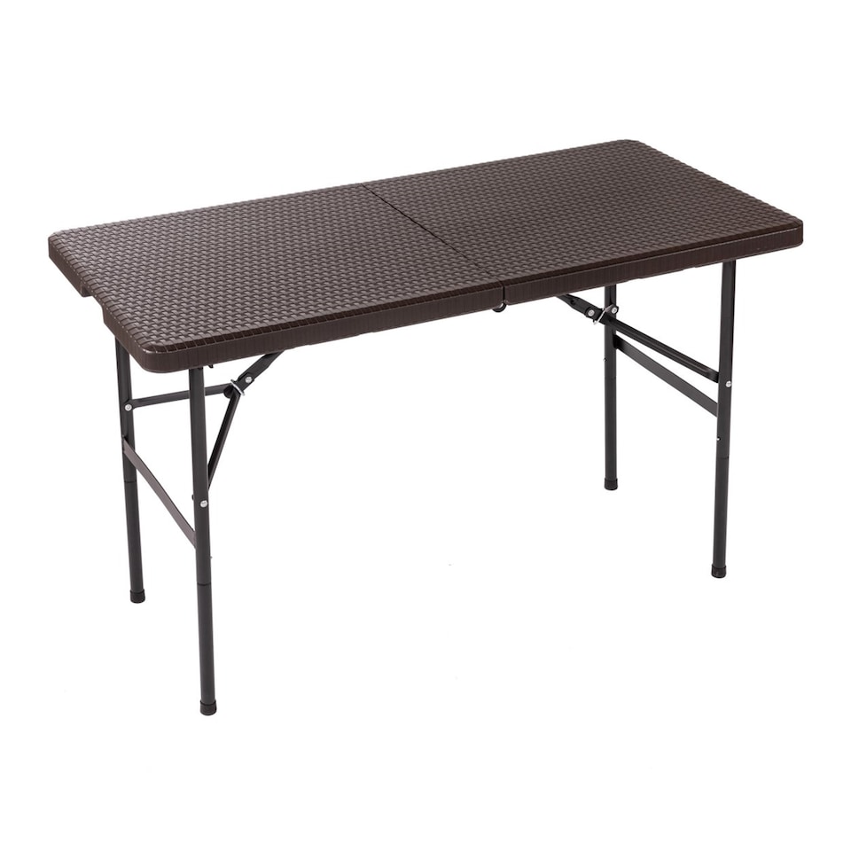 image 1 of 4ft 1.2m Folding Heavy Duty Outdoor Rattan Trestle Party Garden Table | Brown