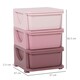 image 3 of HOMCOM Kids Storage Units with Drawers 3 Tier Chest Vertical Dresser Tower Pink | 37cm x 37cm x 56.5cm