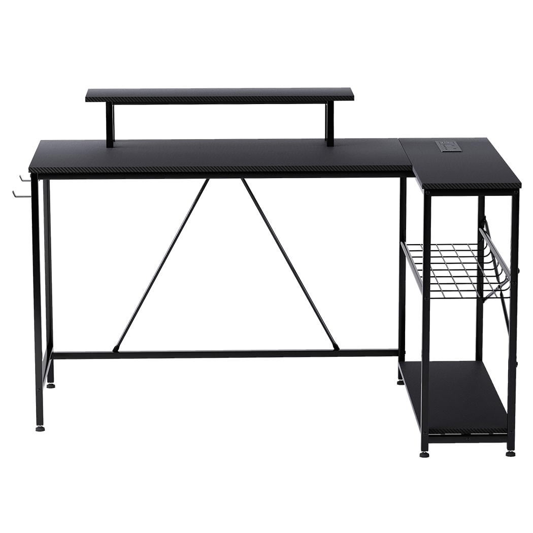 Levede L-Shaped Gaming Desk Computer Table with RGB Lights Power Outlets