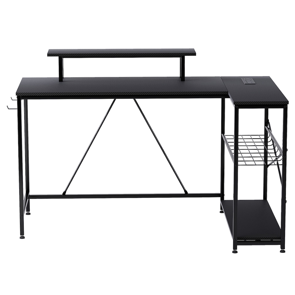 image 1 of Levede L-Shaped Gaming Desk Computer Table with RGB Lights Power Outlets