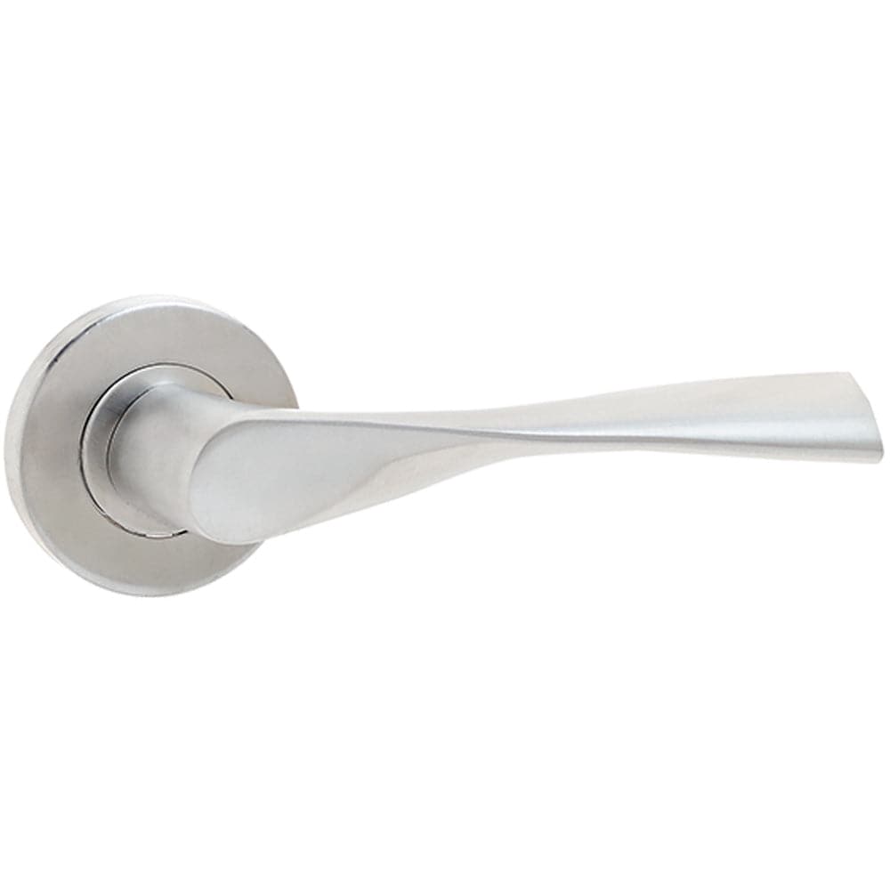 Premium Satin Stainless Steel Door Handle on Rose - Grade 304 Interior Handle