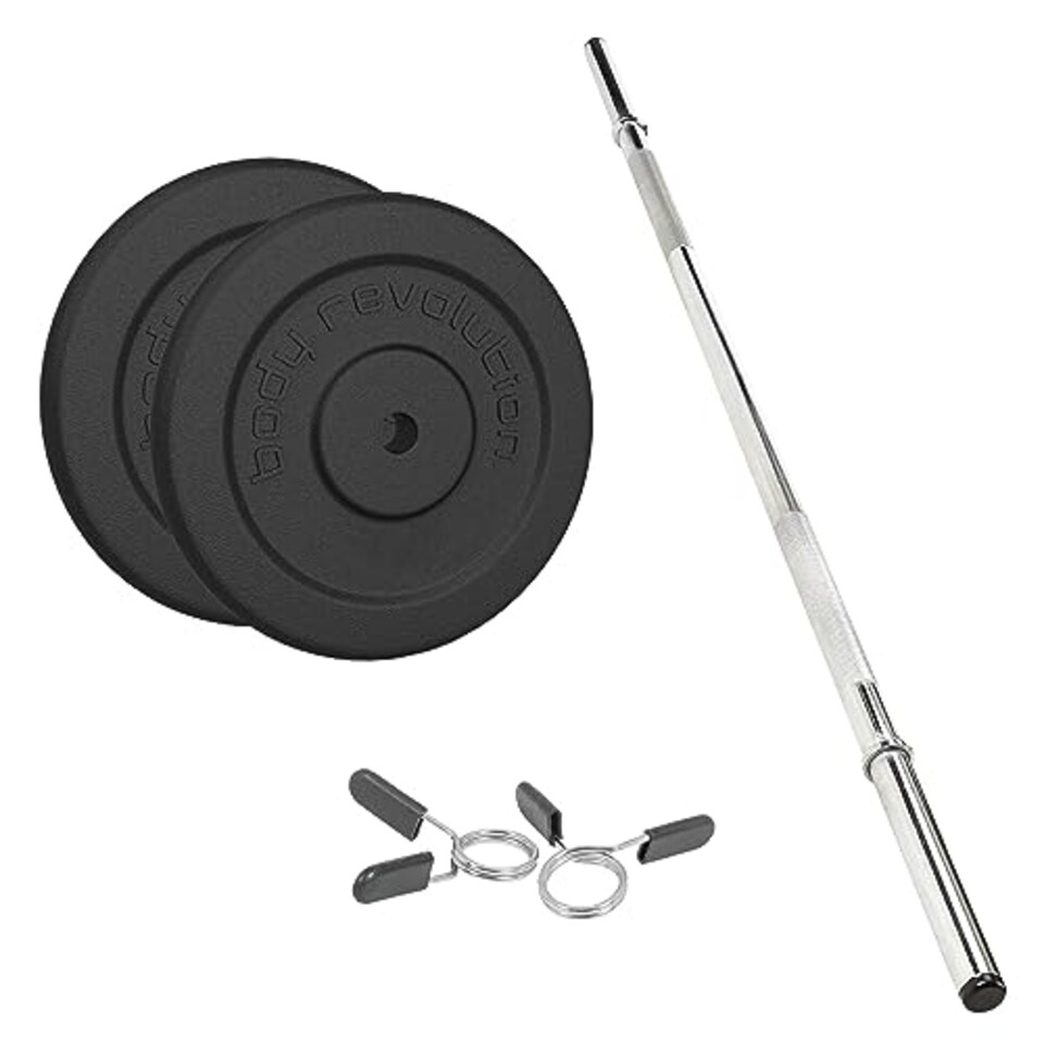 image 1 of 1.2m 1" Barbell and Cast Iron Weight Plate Sets Bar 5kg pair 10kg Set