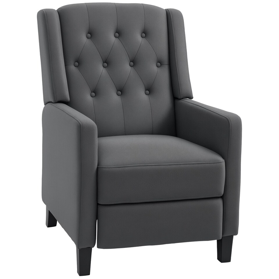 image 1 of HOMCOM Button Tufted Microfibre Cloth Recliner Armchair for Living Room, Grey